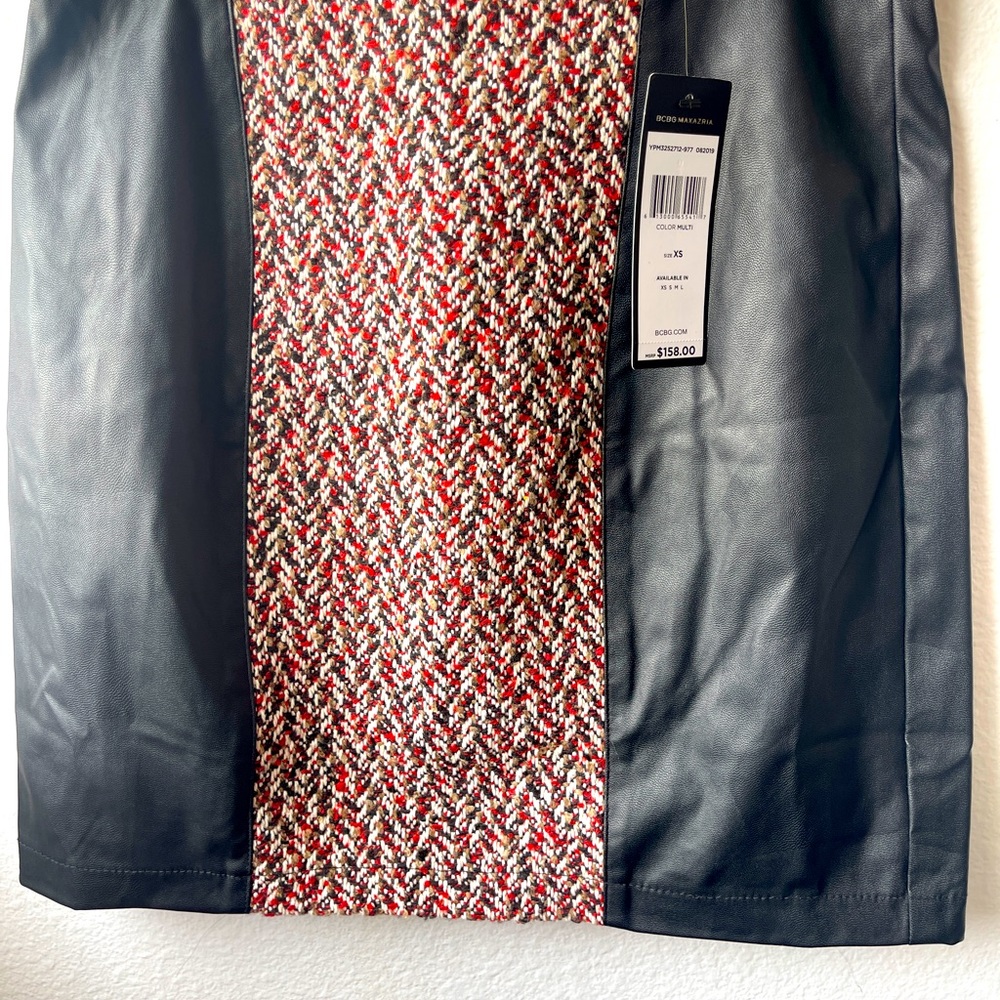 New leather multi-colored mini skirt